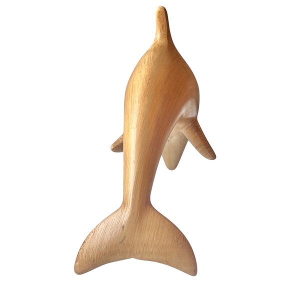 Handmade Ceramic Dolphin Figurine 4.5” T x 6” long Blonde Vintage - Picture 5 of 16